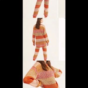 Rare! Free People Golden Hour Crochet Top & Matching Pants Set XS
